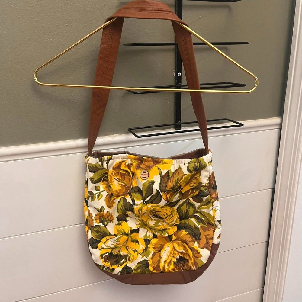 Made by Hank Bag - OOAK Purse Summer Fall Yellow Brown Rare Blossoms Floral